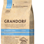 GRANDORF Adult Skin and Coat sausā barība ar balto zivi un tītaru
