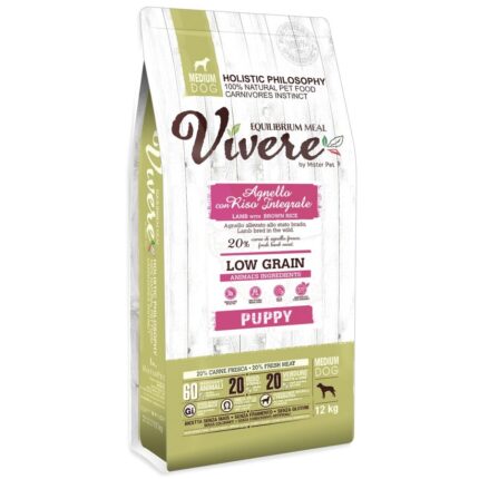 Vivere Medium Puppy sausā barība ar jēra gaļu kucēniem